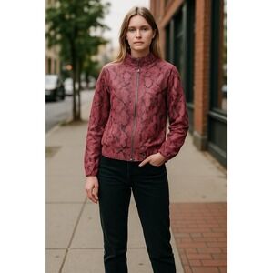 Democracy Denim Red Snakeskin Moto Style‎ Jacket Women's M